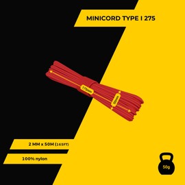 EdcX 2 mm Nylon Paracord 275 (15, 30, 50 and 100 m)– 100% Nylon rope, 3-Strand cord, Nylon cord 2 mm in Many Colours (Red, 15 m)