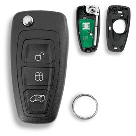 433MHZ 3 Buttons For Ford Transit Key Fob Custom 2012 - 2016 and Ford Transit 2014 - 2016 Ford Transit Custom Key Fob Remote Car Key Fob with ID63 Chip and HU101 Blade Key Ring