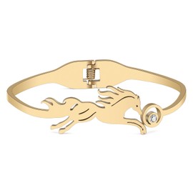 RAIDIN Gold Bangle Bracelet for Women Girls 18K Gold Silver Plated Stainless Steel Dainty Rhinestone Crystal Animal Horse Cuff Bracelets Fashion Jewellery Gifts for Mum Girlfriend, Stainless Steel