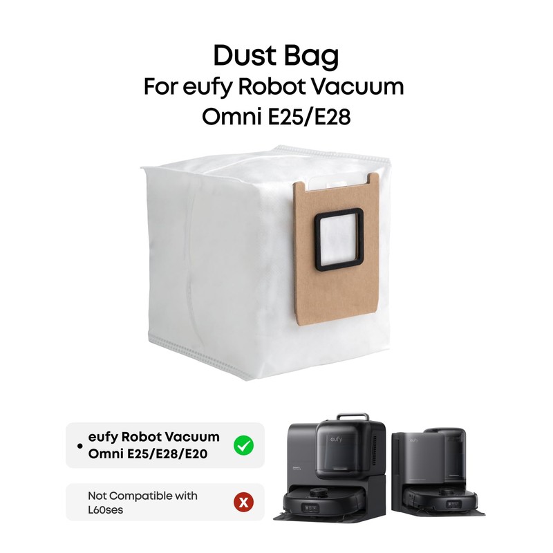 eufy Dust Bag, 3-Pack, 3L, Leak-Proof, Effective Filtration, Safe, Compatible