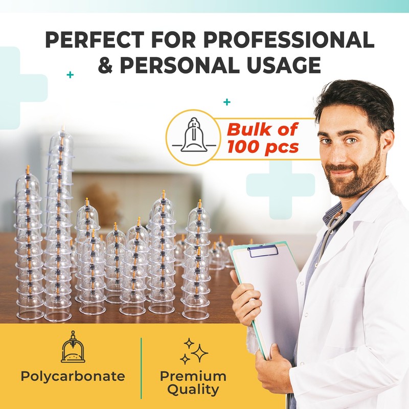 [100 Pack] Bulk Hijama Cups for Cupping - B1 B2