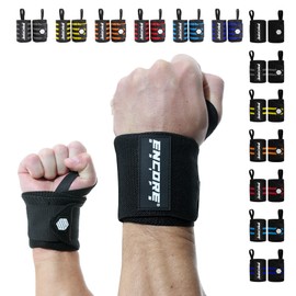 Encore Grips® Wrist Wraps for Bodybuilding, Weight Training, Crossfit, Strength Training Bandage, Wrist Support for Fitness, Wrist Support, Wrist Guards, Wrist Wraps (Black)