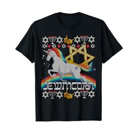 Jewnicorn Unicorn Ugly Hanukkah Chanukah - Funny Jewish T-Shirt