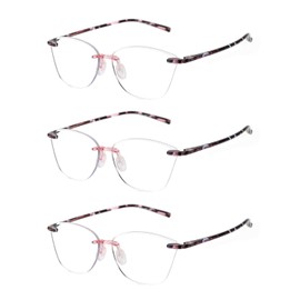 TERAISE Randlose Lesebrille für Damen mit Blaulichtfilter – Ultraleichte TR90-Computerbrille, Katzenaugen-Design & Rutschfest(3.5X)