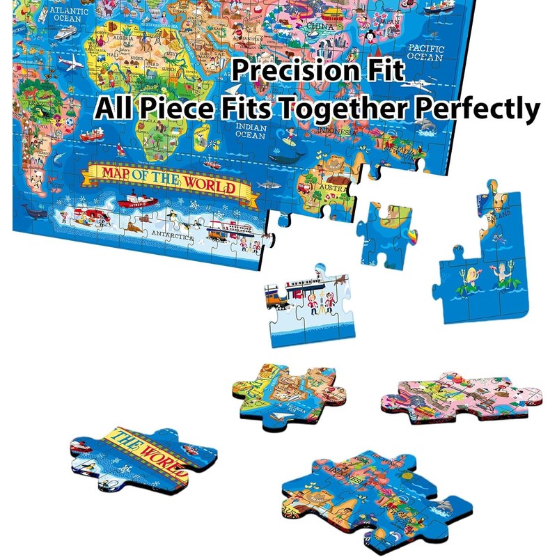 Educational & Learning World Map Jigsaw Puzzle, 200 Piece Geography