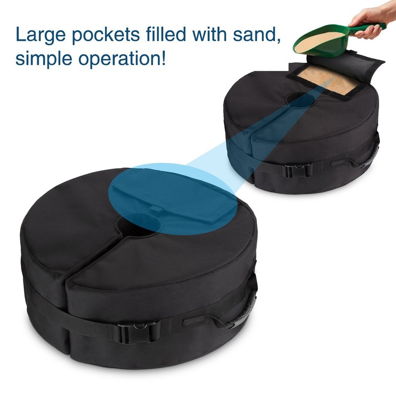 Detachable Patio Umbrella Base Weight Bag, 18" Round with Large