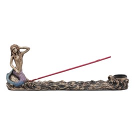 Ebros Beautiful Ocean Mermaid Sun Bathing Incense Burner Statue Nautical Mermaid Candle Holder Figurine