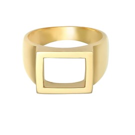 Kuzzoi Men's Signet Ring, Band Ring, Solid (13 mm), 925 Sterling Silver Gold-Plated, Distinctive Jewellery Accessory with Rectangular Surface, Golden Ring for Men, Ring Size 60-66, Sterling Silver