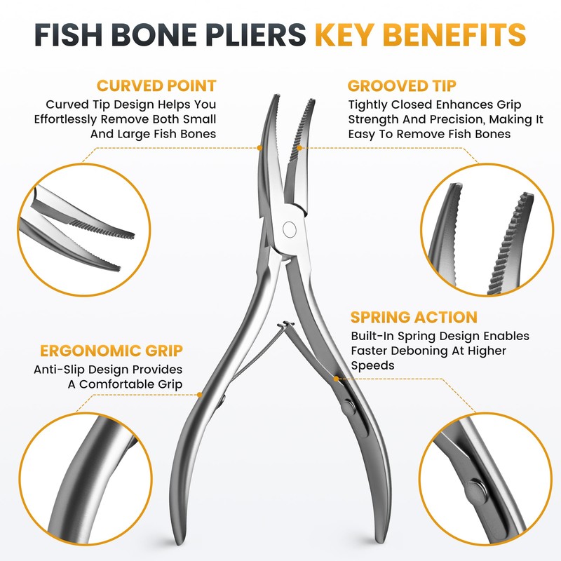 Fish Bone Plier/Tweezers - Fish Bone Remover Stainless Steel Deboning