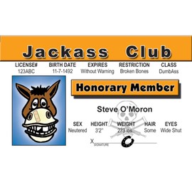 Signs 4 Fun Ndkid Jackass's Driver's License