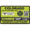 Colorado CO Zombie Hunting Permit - Hunter Response Team Unit 4" Outbreak Sticker
