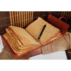 Urban Leather Journal - 3 Moon Brown Tiger Eye Journal - Gemstone Studded Handmade Vintage Writing Notebook, Unlined