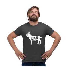 Go All Out Medium Heather Black Adult Goat Dad Greatest of All Time Funny Father's Day T-Shirt