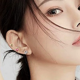 Agriajun Tiny Stud Earrings Set for Women - Cute Dainty Crystal CZ Rhinestone Hypoallergenic Minimalist Small Cartilage Helix Ear Piercing Earring Jewelry Gift, Stainless Steel, Cubic Zirconia