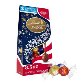 Lindt LINDOR Assorted Chocolate Candy Truffles Limited Edition USA 250th Celebration, 8.5 oz. Bag