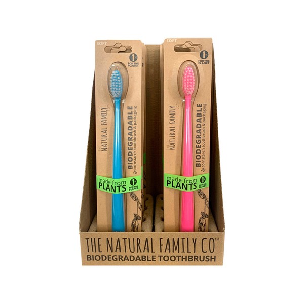 The Natural Family Co. Bio Toothbrush Neon Mixed x 8 Pack Soft