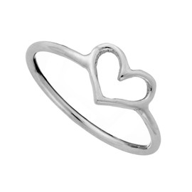 81stgeneration Women's 925 Sterling Silver Thin Band Small Cut Out Love Heart Stackable Ring