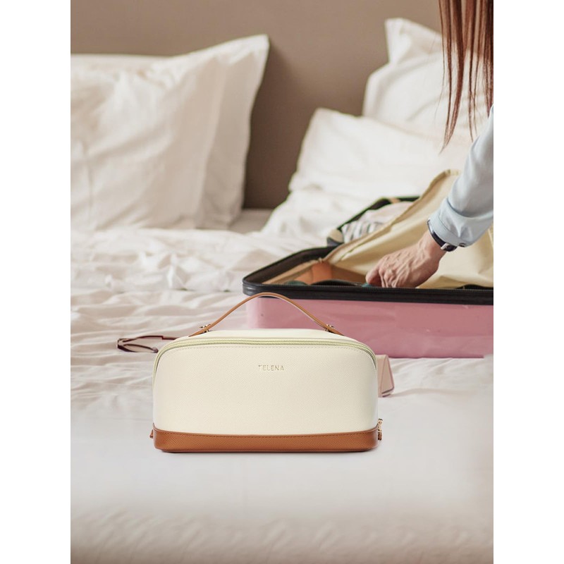 Telena Leather Make Up Bag Portable Travel Makeup Bag Waterproof
