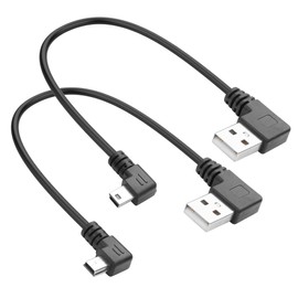 YACSEJAO 9Inch Mini USB Charging Cable Mini USB Right Angle & Left Angle Male to USB Type A 2.0 Data Sync and Charge Short Wire (USB Right Angle)