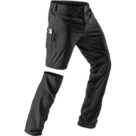 CQR Men's Convertible Cargo Tactical Pants, Water Resistant Outdoor Hiking Pants, Zip Off Lightweight Stretch Work Pants, Rocky Black, 36W x 30L