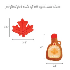 Pearhead Fall Maple Leaf Cat Toy Set – 2-Pack Crinkle and Catnip Teaser Toys for Thanksgiving, Autumn Interactive Play, Kitten Chase Exercise Gift