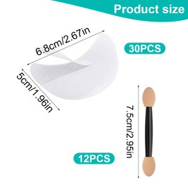 VIUWIZE 12 Pieces Sponge Eyeshadow Brush and 30 Pieces Eyeshadow Eye Masks, Double Sided Eyeshadow Brush, Eyeshadow Applicator