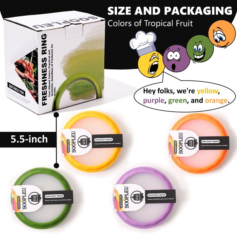 SOOPLEU Avocado Saver 4-Pack: Fresh-Lock Containers for Tomatoes, Onions &