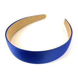 Royal Blue classic style basic satin fabric covered headband hair band accessory 1 1/8 inches wide