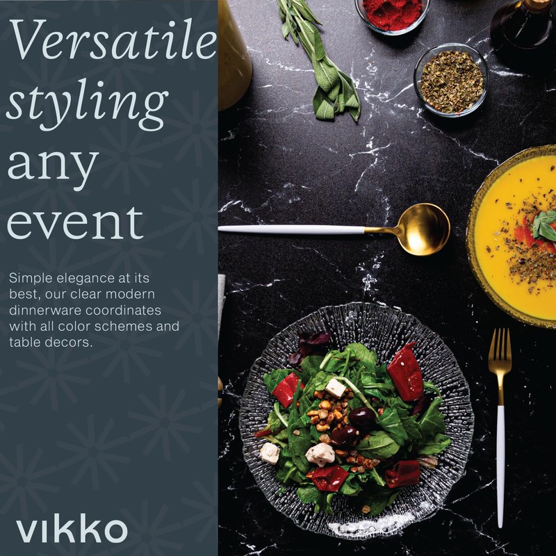 Vikko Salad Plate, Set of 6 Glass Plates, 8.5 Inch
