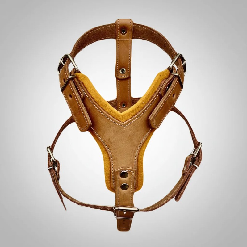 Pechera Ajustable Grande De Cuero C/fieltro