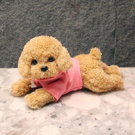 Stuffed Animal, Animal, Teddy Dog, Toy, Hugging Pillow, Knee Puppy, Simulation Dog, Cute, Realistic, Soft, Comfortable Body Pillow, Fluffy, Light Brown/Pink Clothes, Figurine, Store Decoration, Funny