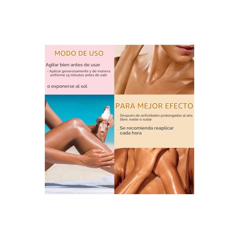 Aceite Corporal Iluminador, Protección Solar De Amplio Espectro Spf 50,
