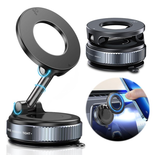 360° Vacuum Suction Cup Magnetic Phone Holder,2025 Foldable and Adjustable