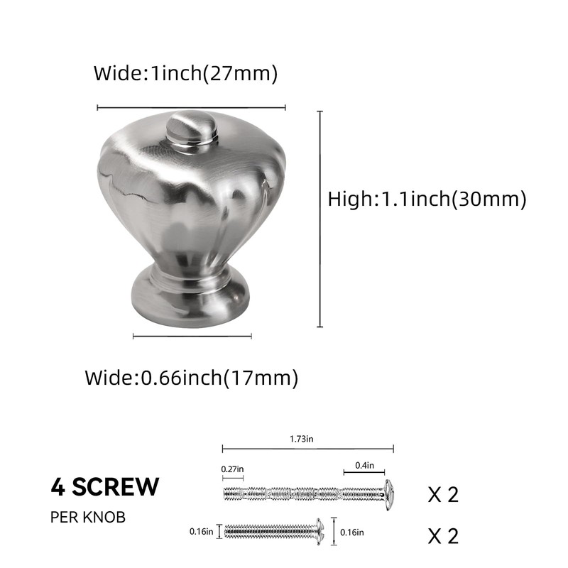 POVEFONK 10 Pack Brushed Satin Nickel Kitchen Cabinet Knobs Drawer