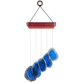 KYEYGWO Blue Agate Discs Geode Wind Chime Sun Catcher Crystal Stone Chime Artwork for Home Garden Decoration 35-50 cm
