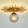 UOFUS Gold Sunburst Semi Flush Mount Ceiling Light Fixture with