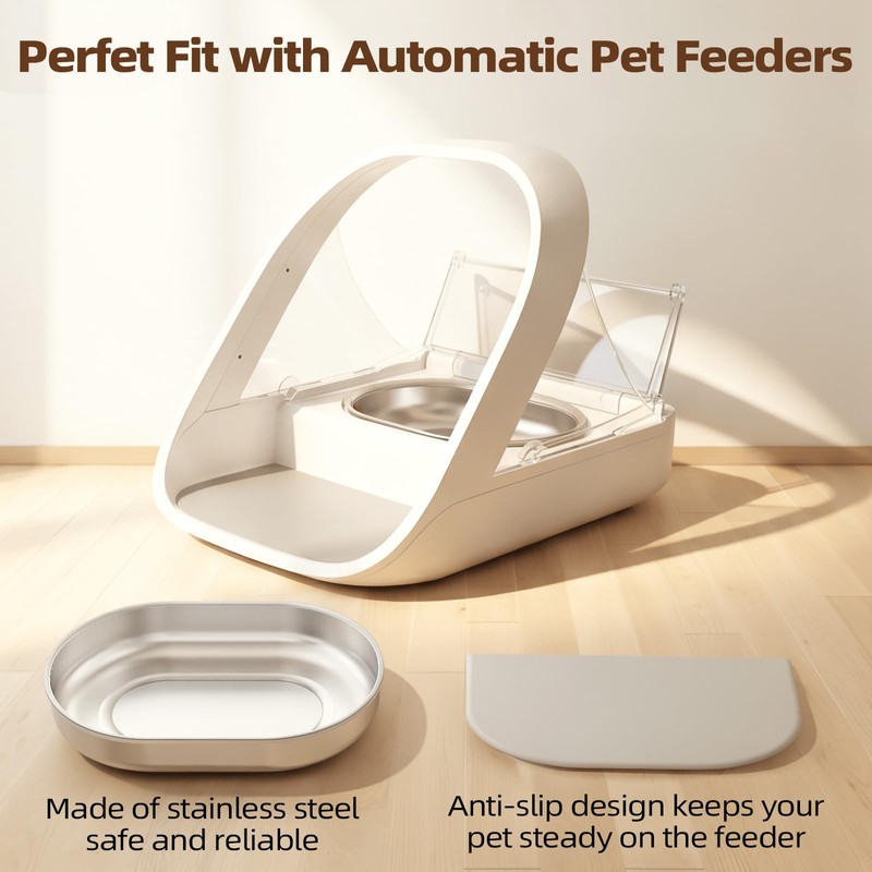 2 Bowls Stainless Steel Bowl Set for Automatic Microchip Pet