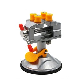 Lheng Universal Mini Suction Vise Clamp 360 Degrees Drill Press Vise Table Bench Vice with Suction Base for DIY Hobby Jewelry Watch Repairing Nuclear Sculpture Craft Carving Clip On Tool Silver