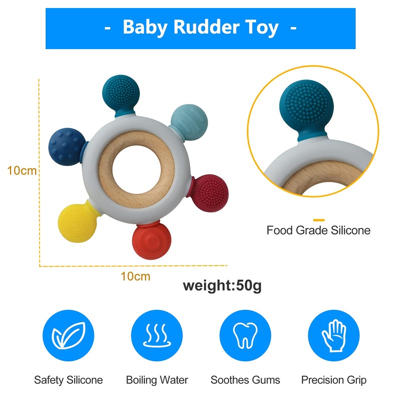 Arudyo Baby Teething Toys Silicone Teethers BPA Free Silicone Rudder