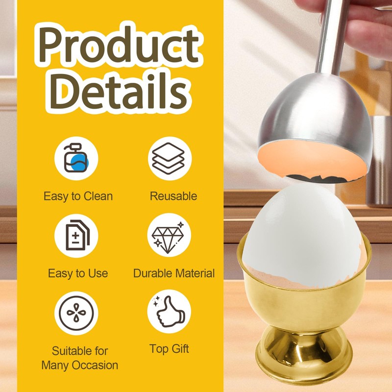 vibedor 5 Pack Egg Shell Opener Set, Stainless Steel Egg