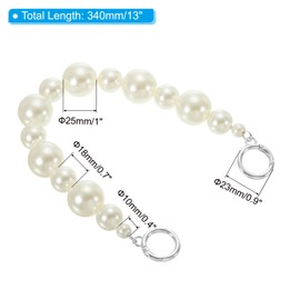 PATIKIL Imitation Pearl Bead Purse Chain Strap 13", Pearl Beaded Bag Chain Handbag Clutch Replacement for DIY Handbag Wallet Clutch Crafts Making, Silver