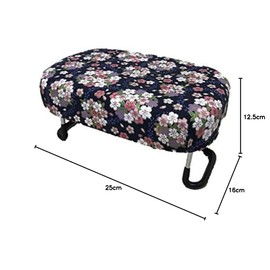 Compact sitting chair, large, foldable (pattern) (cherry blossom bouquet, navy blue)