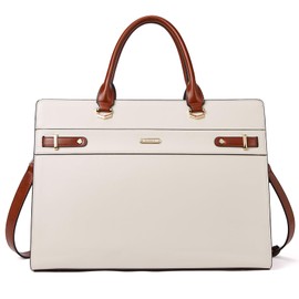 BROMEN Women Leather Briefcase 15.6 inch Vintage Laptop Tote Bag Business Work Shoulder Handbag