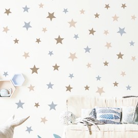 Gray Brown Stars Wall Stickers, sacinora DIY Polka Dot Art Wall Decals Removable Vinyl Peel and Stick for Nursery Kids Baby Closet Refrigerator Living Room Children's Room Bedroom Decorations