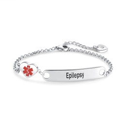 SBI Jewelry Medical Alert Epilepsy Bracelets for Women Engraved Medical Bracelet Mens Medical Bracelet