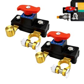 2Pcs Car Battery Cut Off Switch, Car Battery Power Cut Off Switch Breaker, Stable Transmission High Conductivity Pure Copper Disconnect Switch, Manual Rotary Battery Shut Off Switch for Power Control