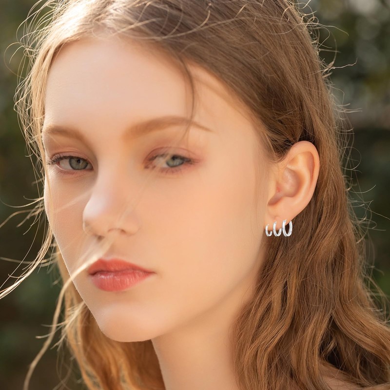 Linxins Silver Hoop Earrings 5 Pairs Of Hoops Earrings In