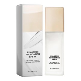 Changing Foundation - Moisturising & Colour-Changing Foundation for Mature Skin - Effectively Covers SPF15 Flawless Liquid Foundation Make-Up - Fits Light to Medium Skin Tones