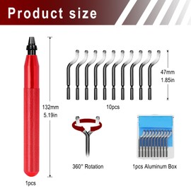 12 Pcs Universal Deburring Tool Set, 360 Degree Rotatable Deburrer with Extra HSS Steel Deburring Sheets and Box, Burr Remover with Metal Handle for Plastic, 3D Printers, PVC, Steel, Resin Art