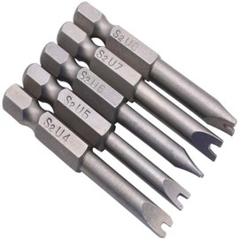 Screwdriver Bits U Type U4/U5/U6/U7/U8 Shape Screwdriver 50 mm Length S2 1/4 Inch Hex Shank Alloy Steel Special Bit Set with Magnetic Pack of 5